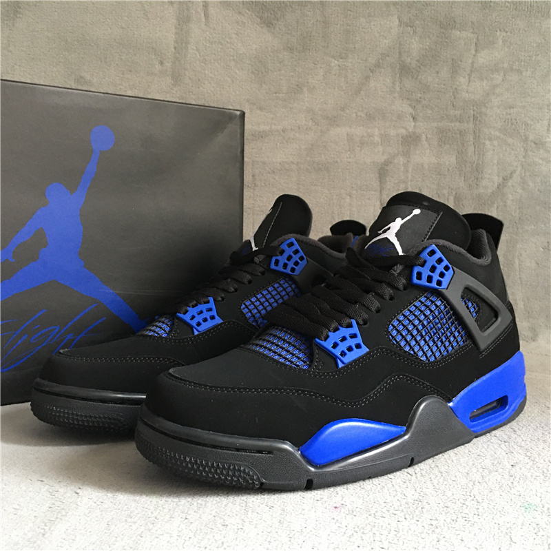 New 2022 Air Jordan 4 Retro Black Navy Blue Shoes - Click Image to Close